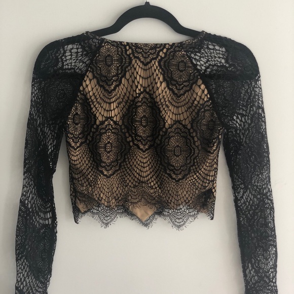 Long sleeve mesh lace crop top - Picture 2 of 2